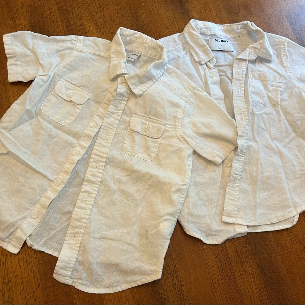 White Linen Blend Button Up Shirt Bundle | 4T Boys | 2-Pack | Old Navy